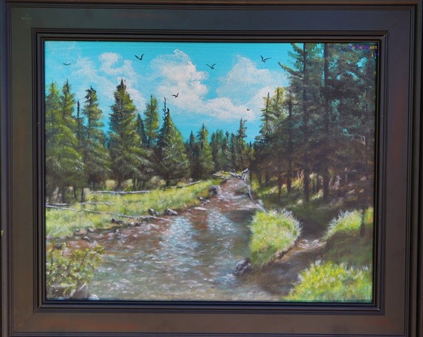Yellowstone Creek painting by NoMoSA artist Gunter Radinger